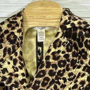 Vertigo Paris Women's Animal Print Belted Lightweight Button‎ Trench Coat Sz Sm